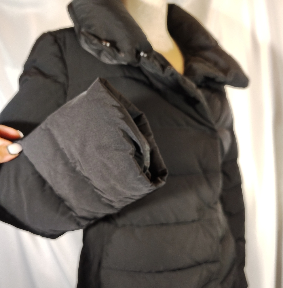 Theory Down Puffer Jacket, Women Black, Snap Closure, Pockets, Collar, Lined, S - Picture 7 of 12